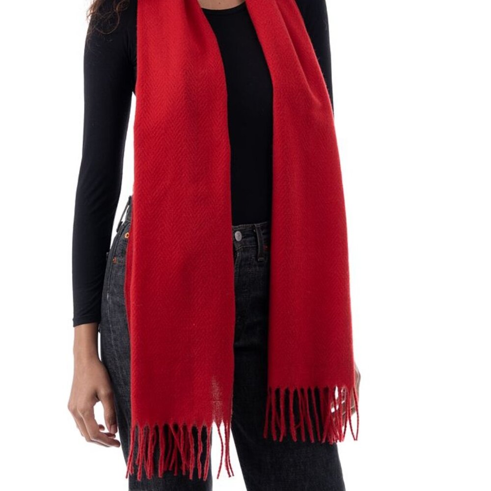 Style & Co. Red Textured Winter Scarf with Fringe Trim - NWT